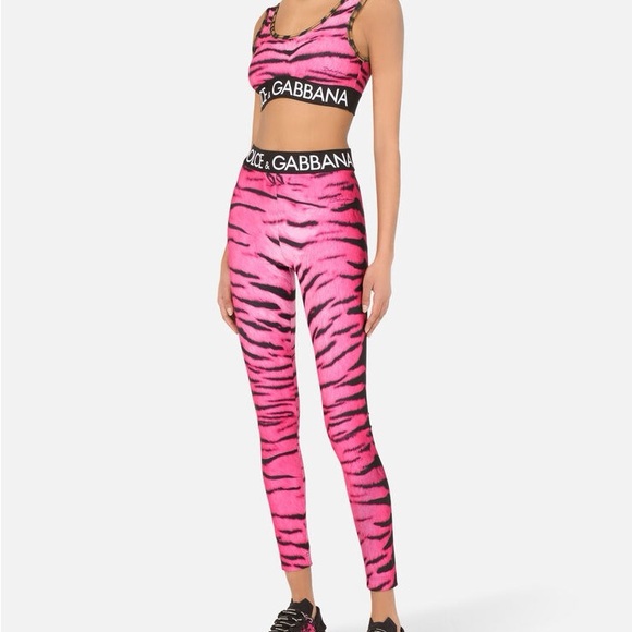Dolce & Gabbana Pink Tiger Print Leggings